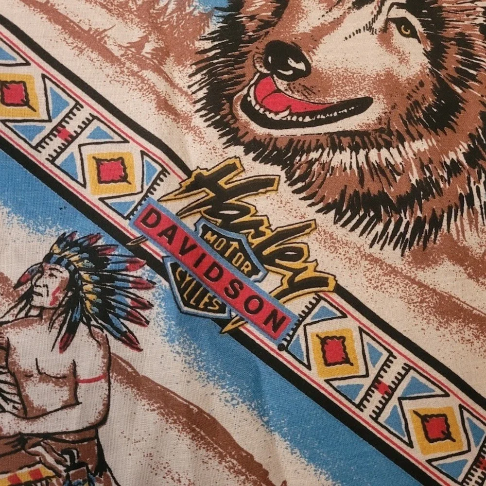 NOS Harley Davidson Motorcycle Bandana Wolf Native American Horse 22